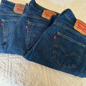 Awesome Levi’s original 501 button fly jeans. Note: Three pair sold as one set.